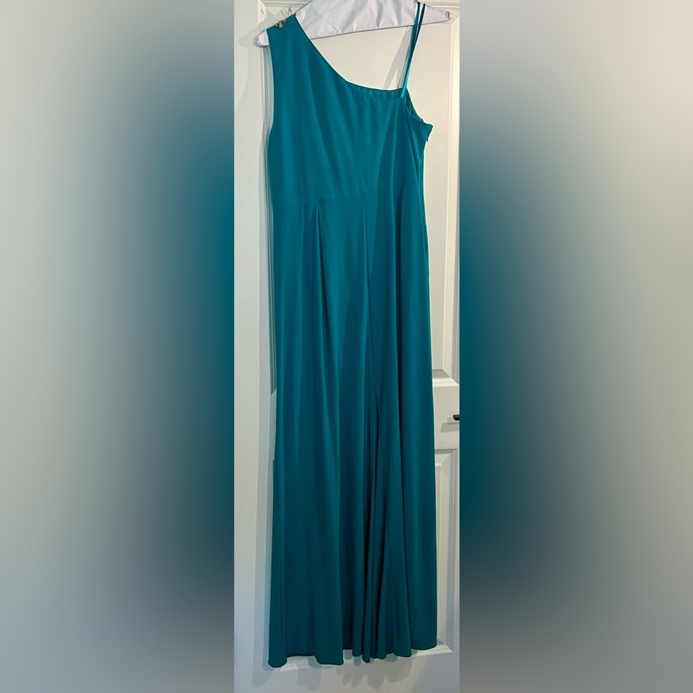 Plus size formal dress, green teal, embellished - Picture 7 of 8